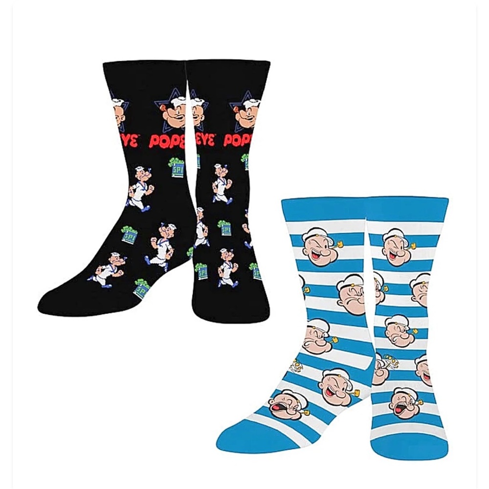 BNWT 2 PAIRS OF ODD SOCKS “POPEYE” COMIC 
CREW LENGTH SOCKS MEN’S LARGE 8-12 WO… - Picture 3 of 10